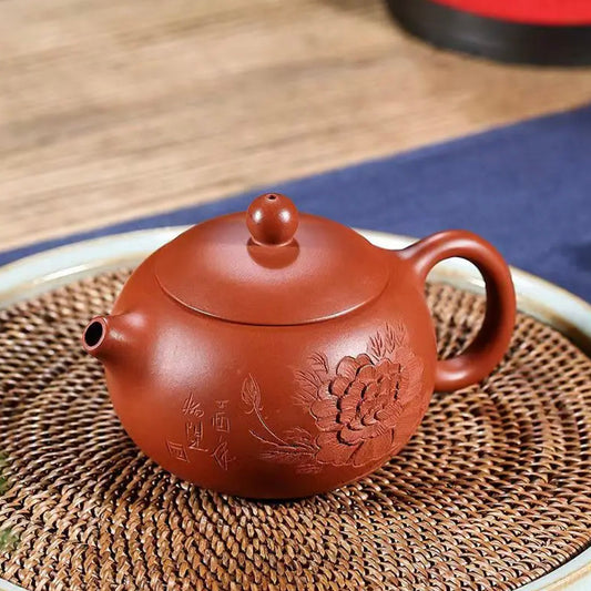 Yixing Purple Clay Tea Pot - Peony Flower