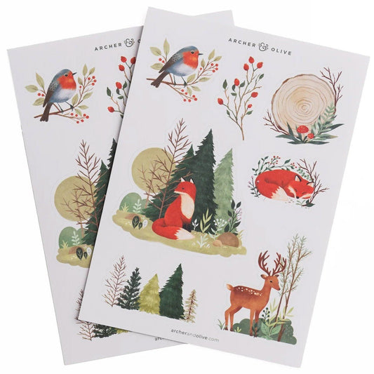 Archer & Olive Stickers - Fox in Winter Woods - 24Papershop