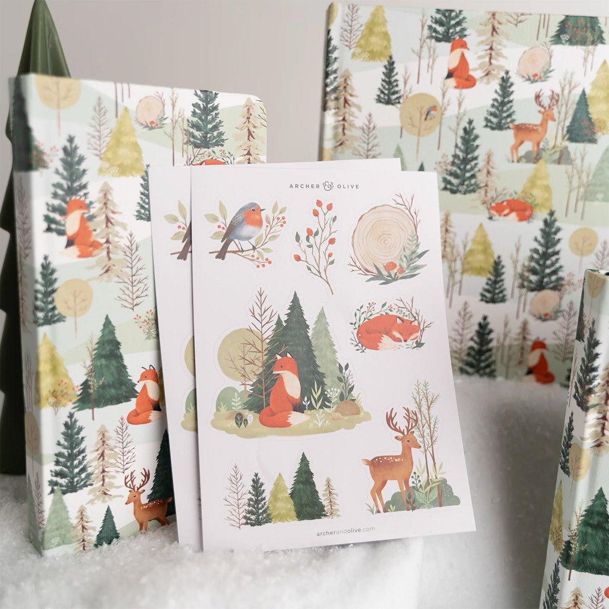 Archer & Olive Stickers - Fox in Winter Woods - 24Papershop