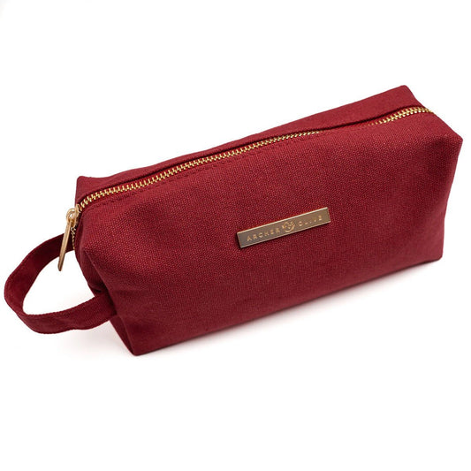 Archer & Olive Zipper Pouch Canvas - Maroon - 24Papershop