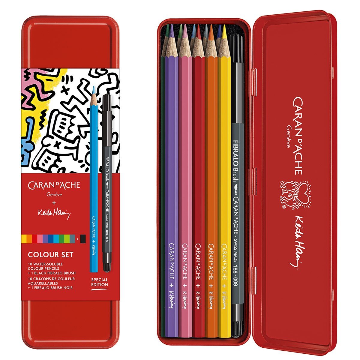 Caran d'Ache Box van 10 Aquarel Potloden - Keith Haring - 24Papershop