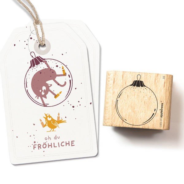 Cats on Appletrees Christmas Bauble 10 Small Outline - 24Papershop