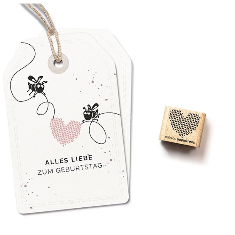 Cats on Appletrees Mini Stamp Knitted Heart - 24Papershop