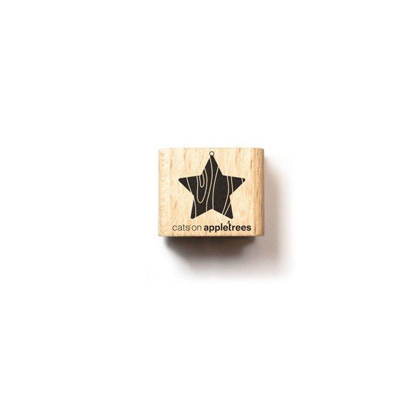 Cats on Appletrees Mini Stamp - Tree Decoration Wooden Star - 24Papershop