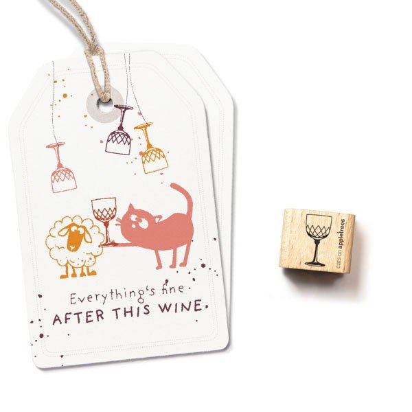 Cats on Appletrees Mini Stamp - Wine Glass 2 - 24Papershop