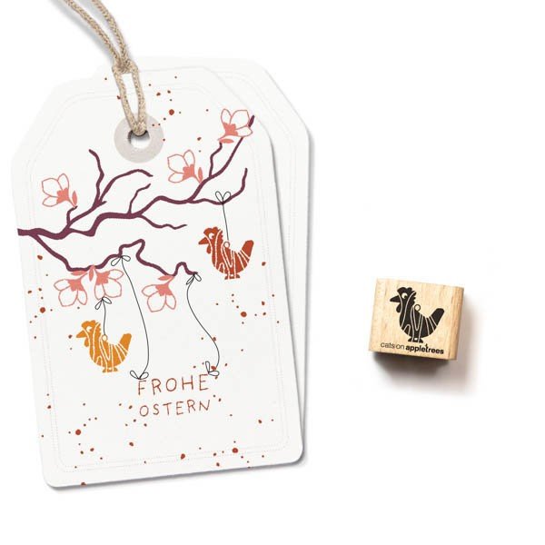 Cats on Appletrees Mini Stamp - Wooden Pendant Chicken - 24Papershop