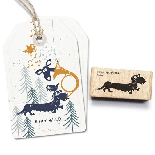 Cats on Appletrees Stamp - Dachshund Enno Running - 24Papershop