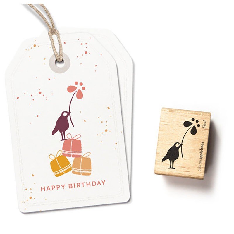 Cats on Appletrees Stamp Fred the Bird & Flower - 24Papershop