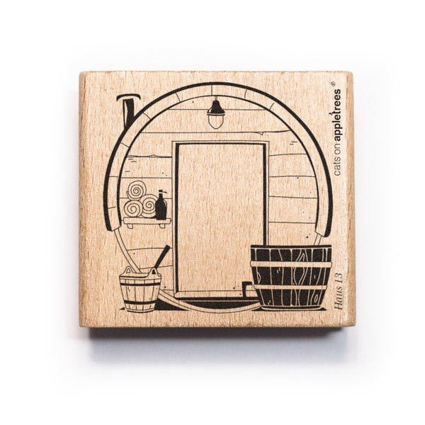 Cats on Appletrees Stamp - House 13 Sauna Barrel Outline - 24Papershop