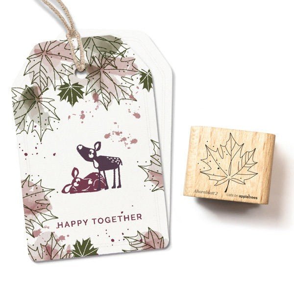 Cats on Appletrees Stamp - Maple Leaf 2 Outline - 24Papershop