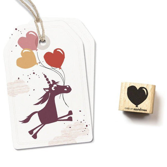 Cats on Appletrees Stamp Small Heart Balloon - 24Papershop