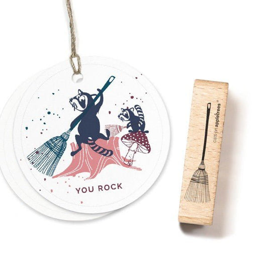 Cats on Appletrees Stamp - Straw Broom - 24Papershop