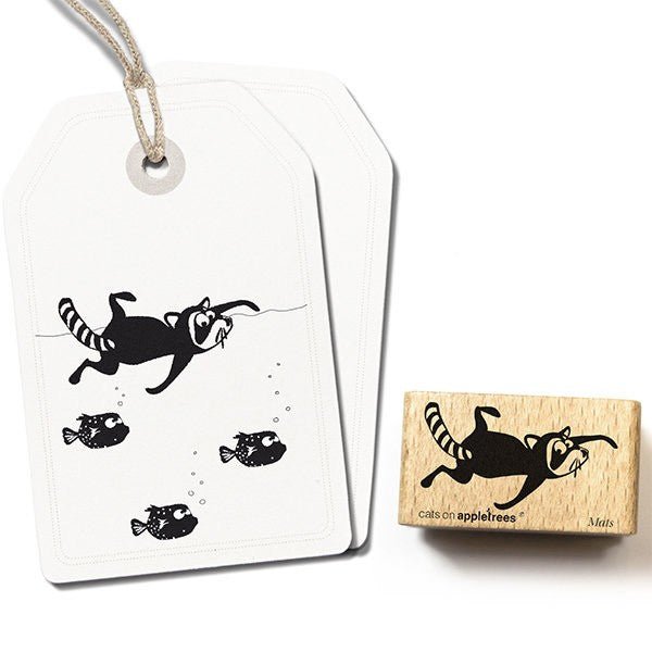 Cats on Appletrees Stamp - Swimming Racoon Mats - 24Papershop