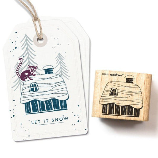 Cats on Appletrees Stamp - Winter Hut - 24Papershop