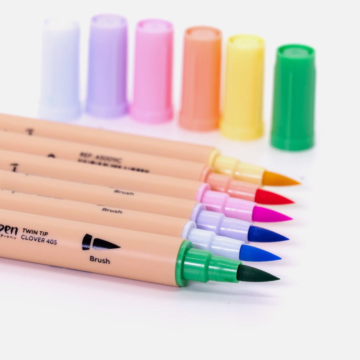 Dingbats* Atopen Dual Tip pennen Set van 6 Pastel Kleuren - 24Papershop