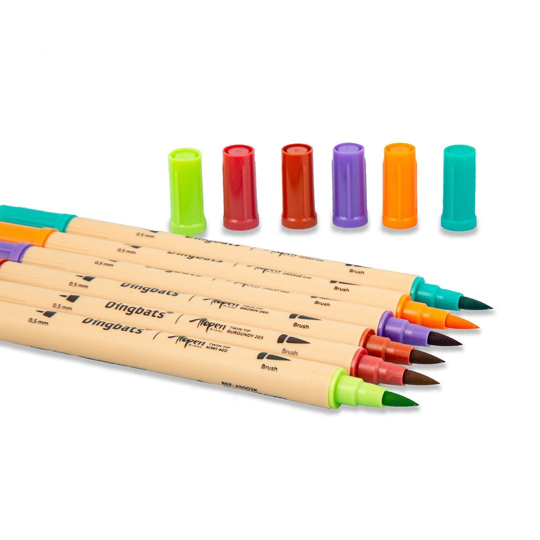 Dingbats* Atopen Dual Tip pennen Set van 6 Trend kleuren - 24Papershop