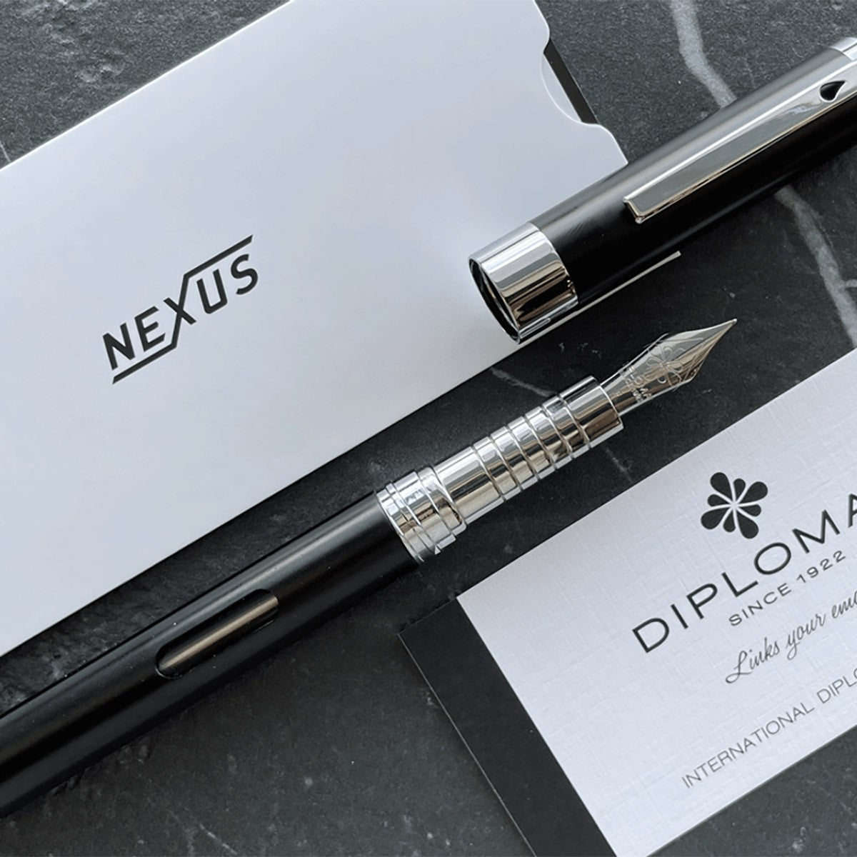 Diplomat Fountain Pen Nexus - Black Medium - 24Papershop