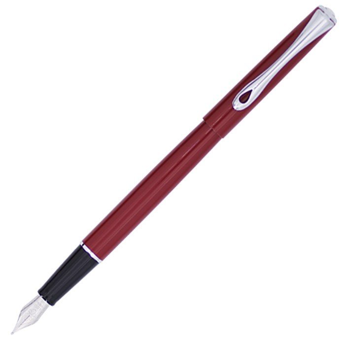 Diplomat Traveller Dark Red Chrome Fountain Pen - 24Papershop