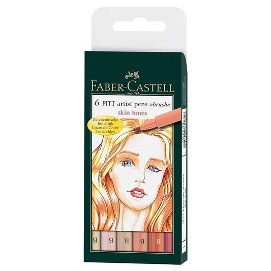 Faber - Castell 6 PITT Brush Artist Tekenstift Skin Tones - 24Papershop