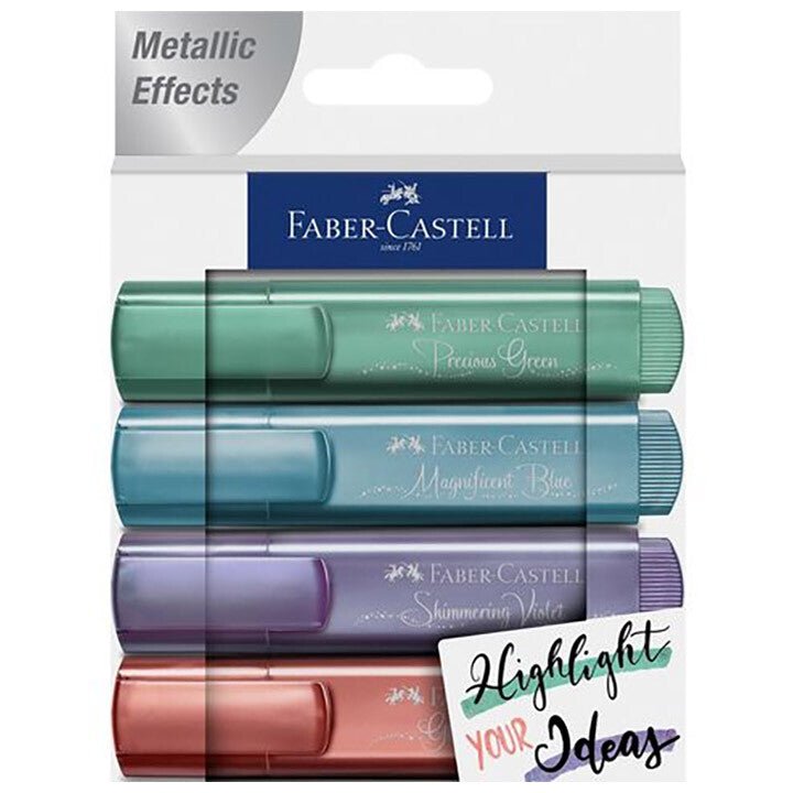 Faber - Castell Tekstmarker Metallic Effects - Set van 4 - 24Papershop