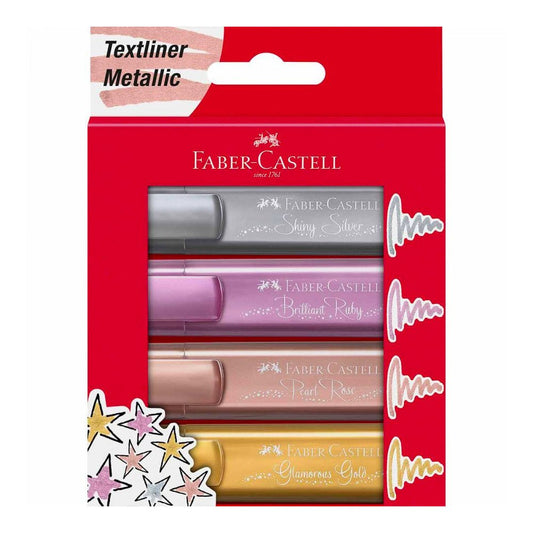 Faber - Castell Tekstmarker Metallic - Set van 4 - 24Papershop