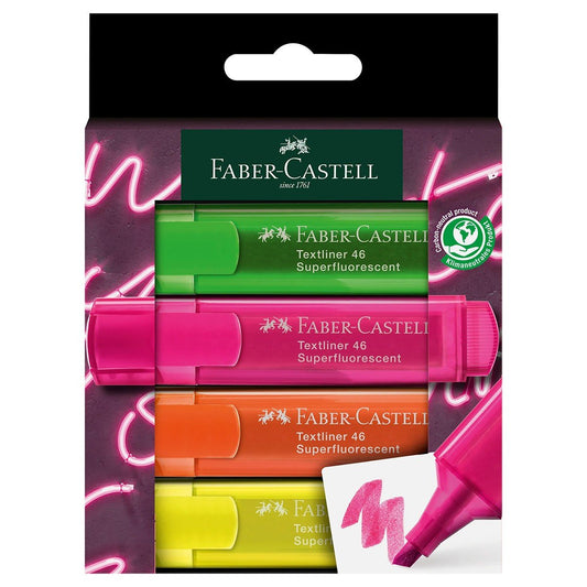 Faber - Castell Tekstmarker Neon - Set van 4 - 24Papershop