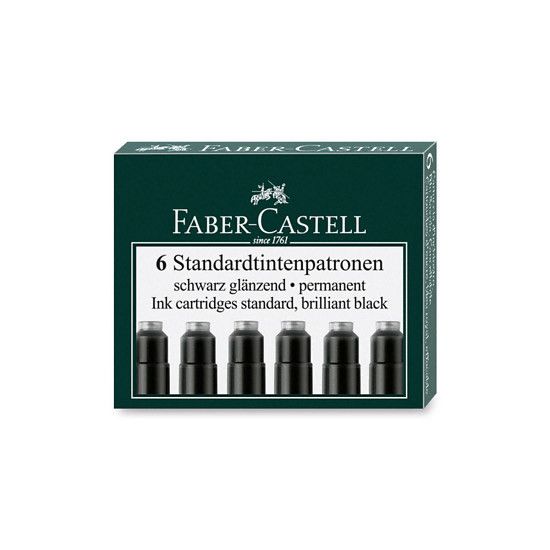 Faber - Castell Vulpen Navulling - per 6 stuks - Zwart - 24Papershop