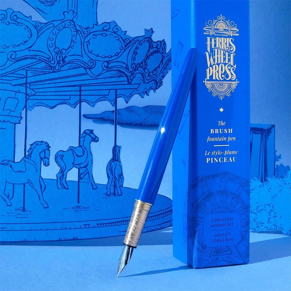 Ferris Wheel Press Brush Fountain Pen GT - Cerulean Midnight Medium - 24Papershop