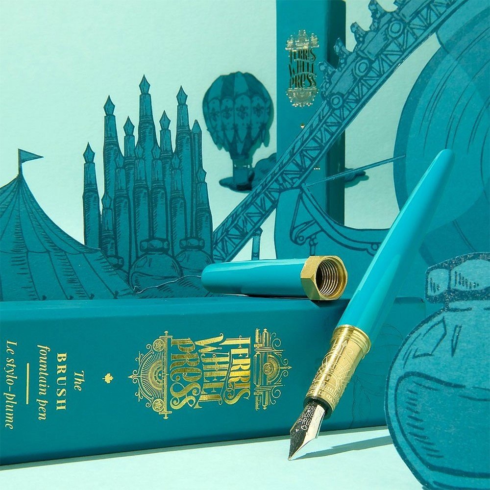 Ferris Wheel Press Brush Fountain Pen GT - Printmaker's Teal Medium - 24Papershop