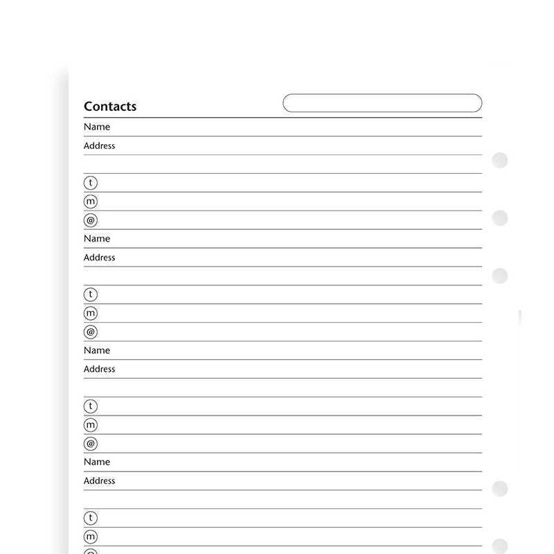 Filofax Clipbook & Organiser Contact Lijsten - 24Papershop