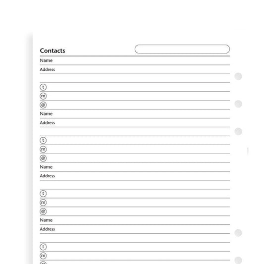 Filofax Clipbook & Organiser Contact Lijsten - 24Papershop
