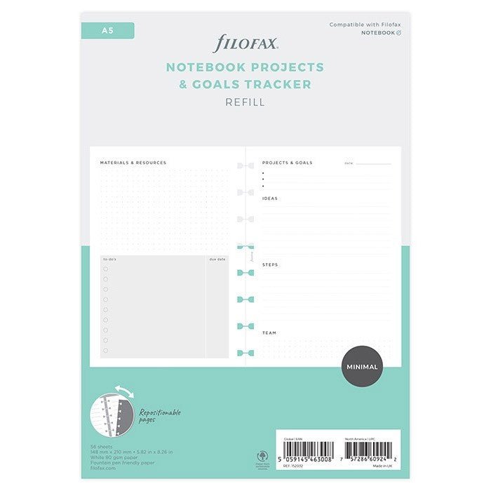 Filofax Hervulbare Notitieboek Projects & Goals Tracker - 24Papershop