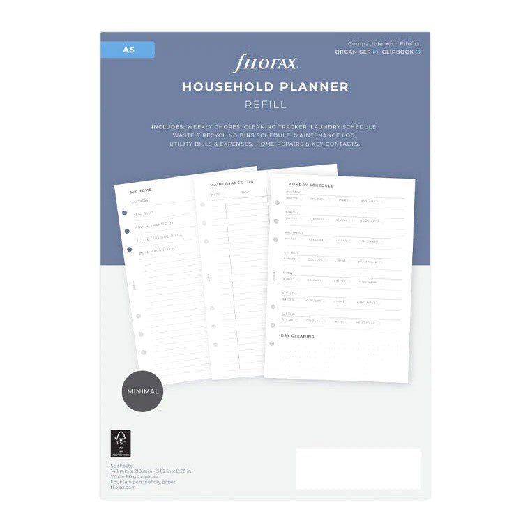 Filofax Organiser & Clipbook Navulling A5 - Household Planner - 24Papershop