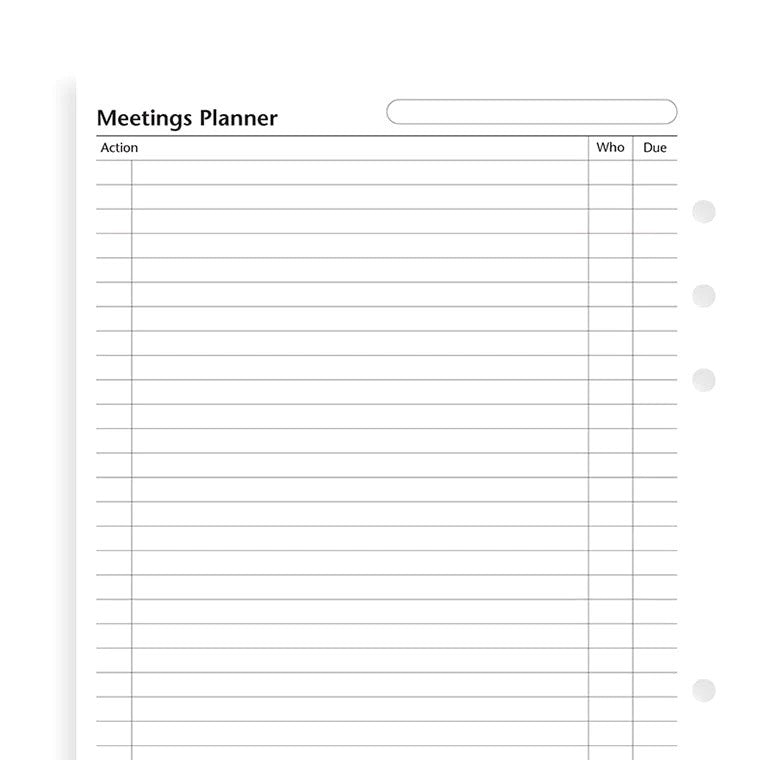 Filofax Organiser & Clipbook Navulling A5 - Meetings Planner - 24Papershop