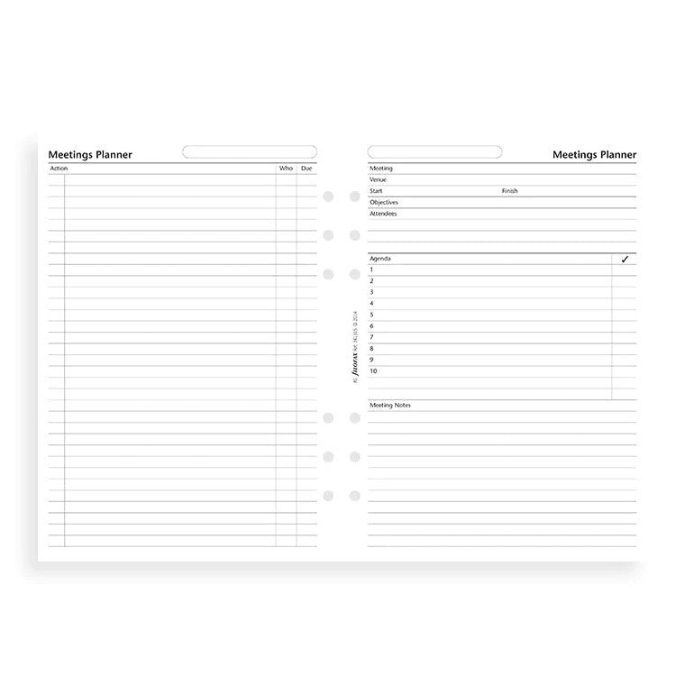 Filofax Organiser & Clipbook Navulling A5 - Meetings Planner - 24Papershop