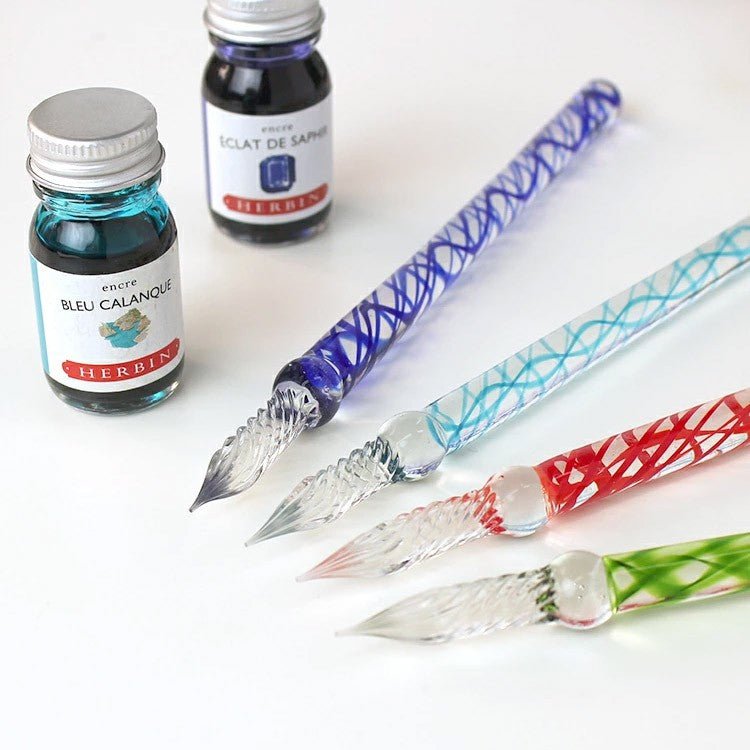 J. Herbin Glazen Dip Pen - Blue Calanque - 24Papershop