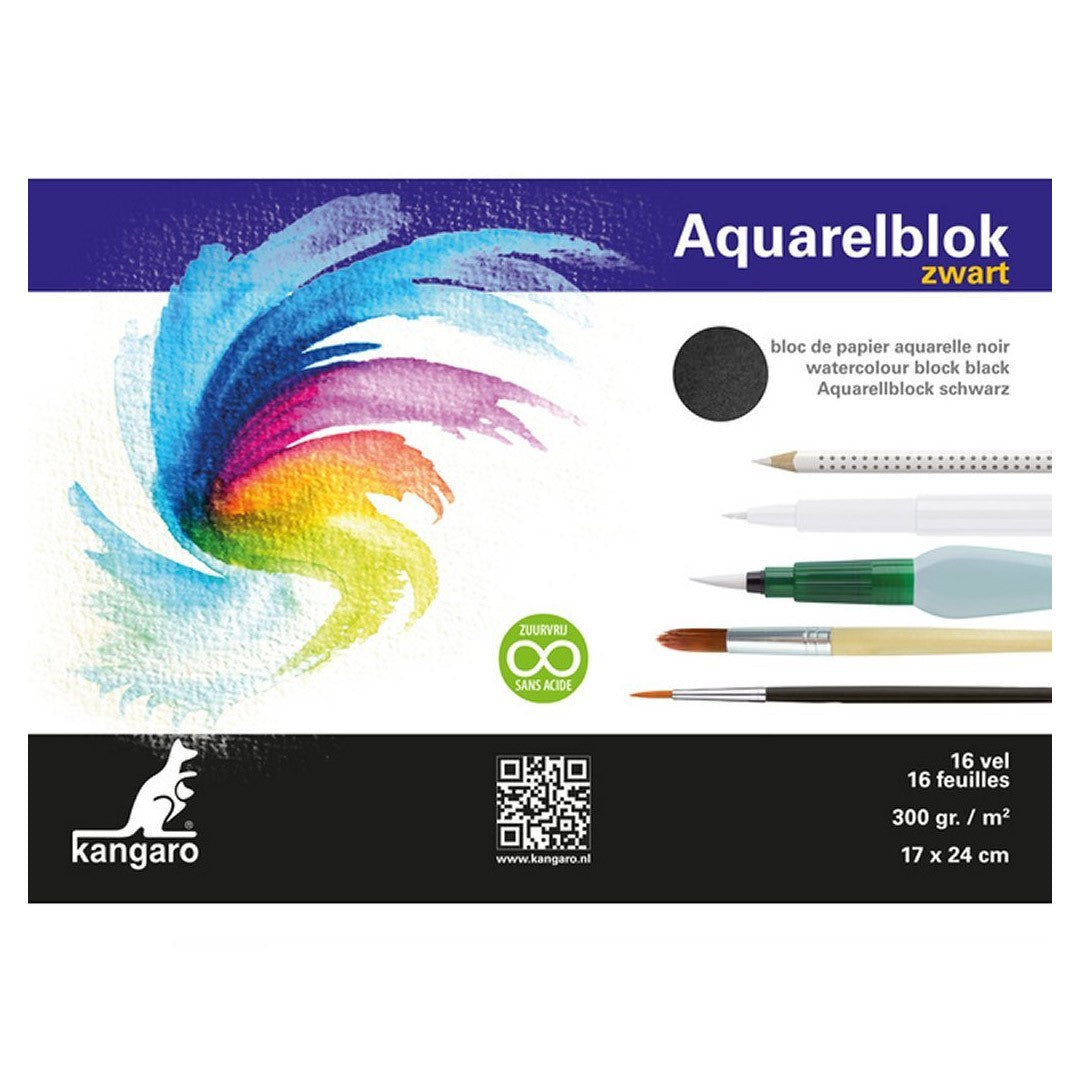 Kangaro Aquarelblok  - Zwart papier