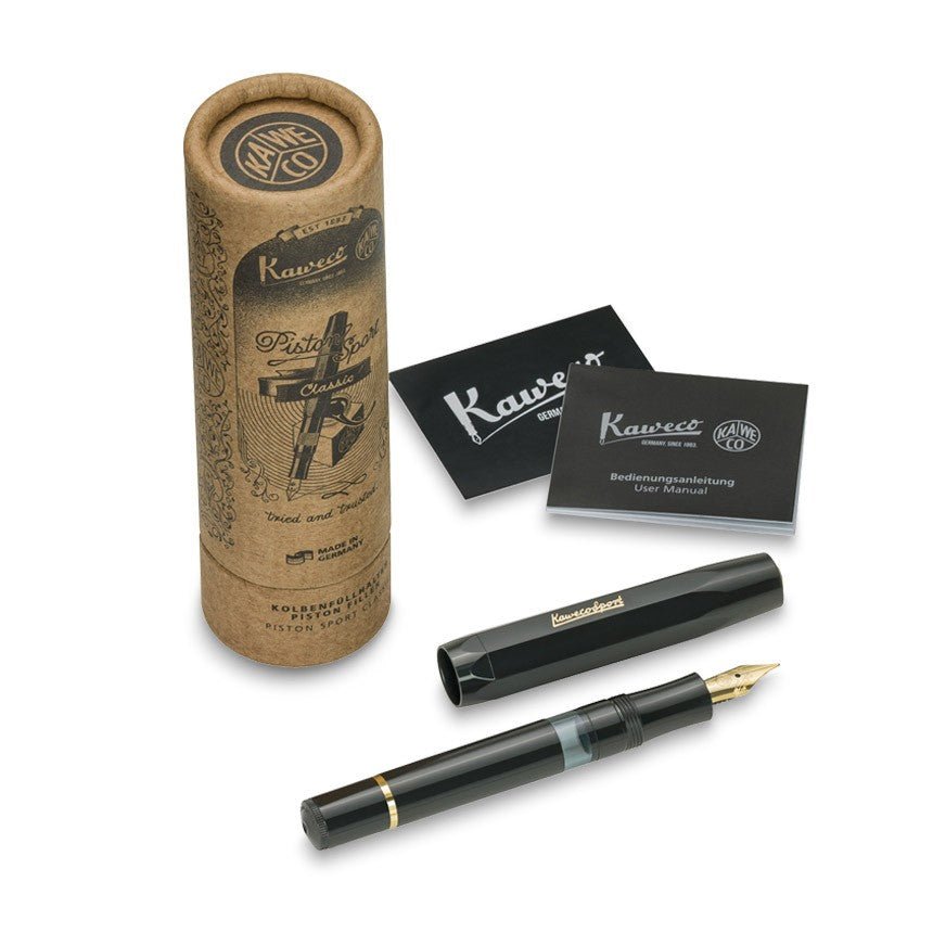 Kaweco Piston Sport Sport Vulpen Black - Bold - 24Papershop