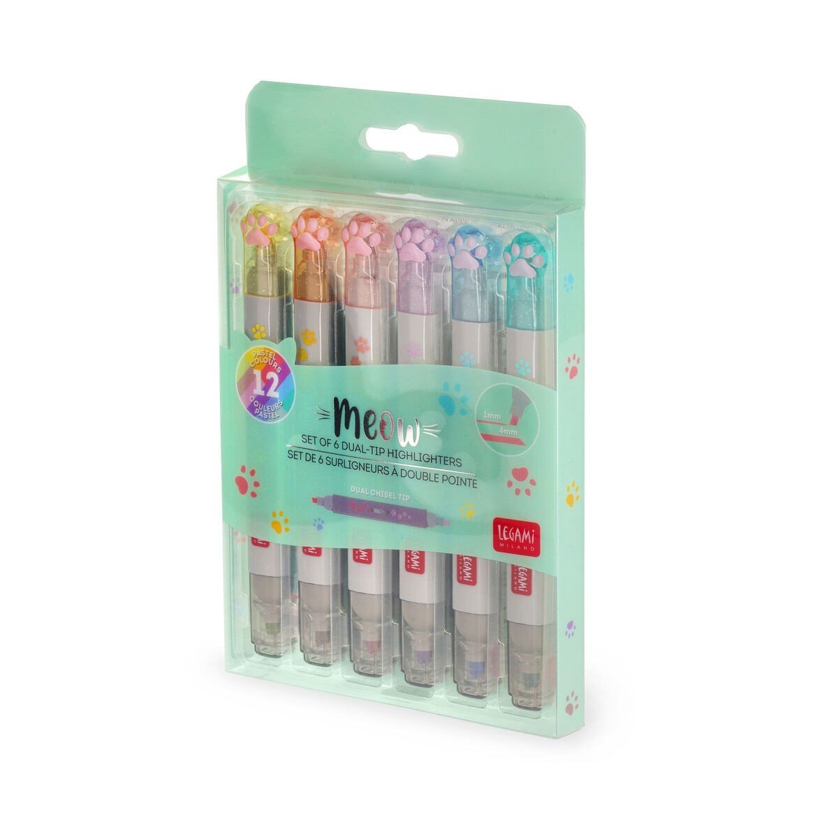 Legami Set van 6 Dual - Tip Pastel Highlighters - 12 Kleuren - 24Papershop