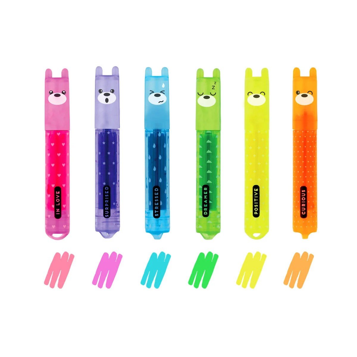 Legami Set van 6 Mini Highlighters - Teddy's Mood - 24Papershop