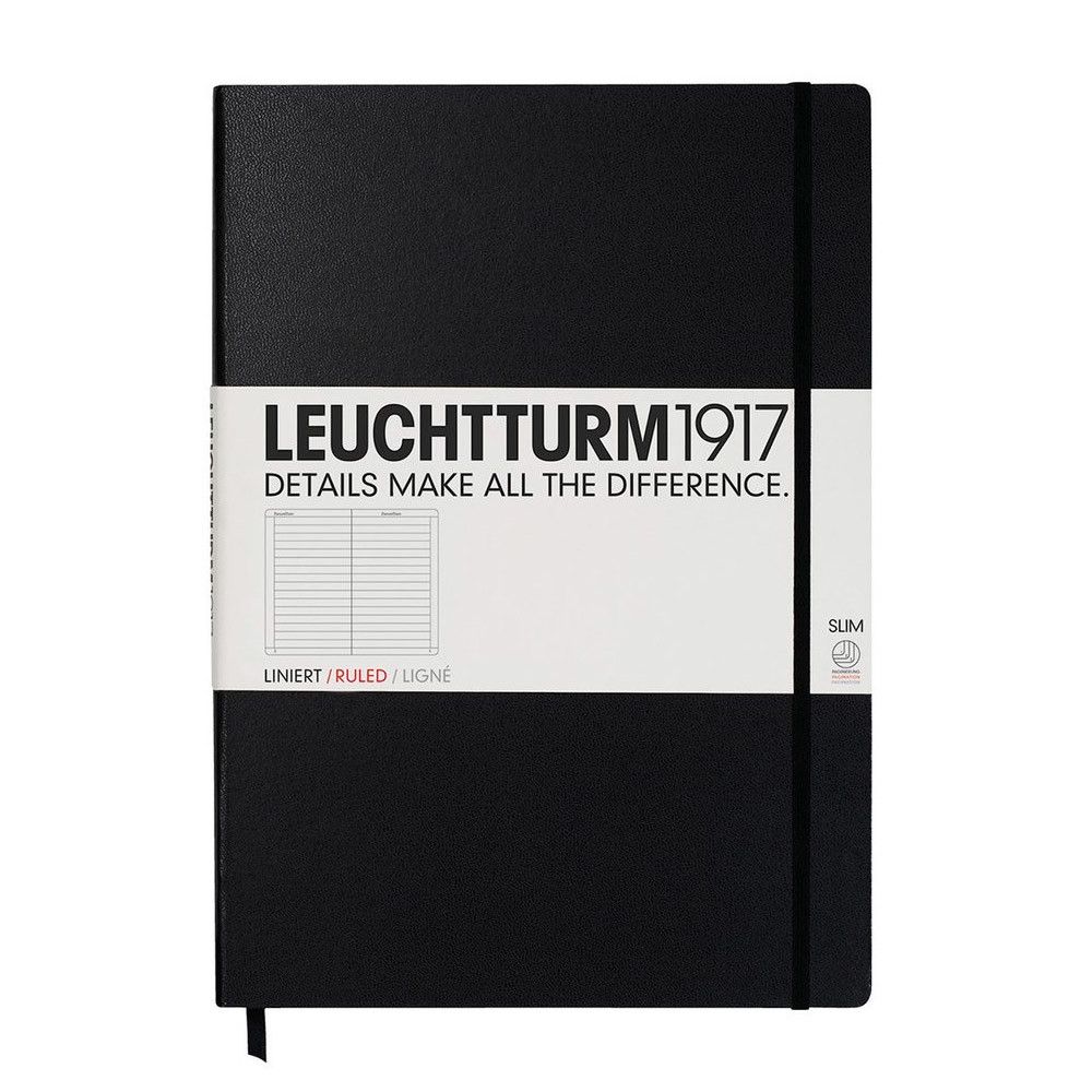 Leuchtturm1917 Master Slim A4+ Notitieboek Black - Gelinieerd - 24Papershop