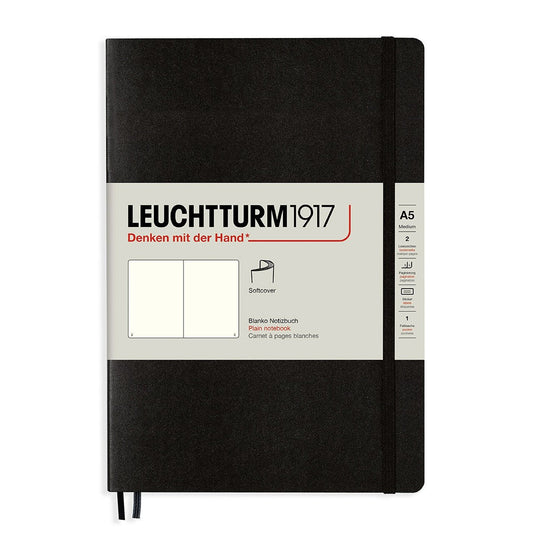 Leuchtturm1917 Medium A5 Notitieboek Soft Cover Black - Blanco - 24Papershop