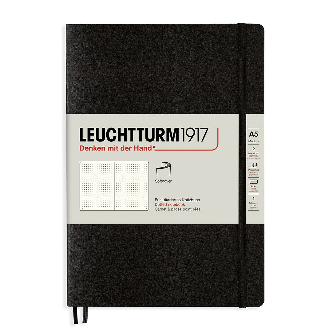 Leuchtturm1917 Medium A5 Notitieboek Soft Cover Black - Dotted - 24Papershop