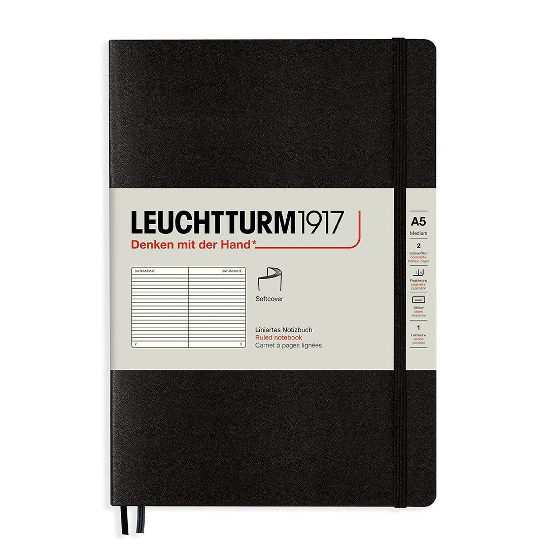 Leuchtturm1917 Medium A5 Notitieboek Soft Cover Black - Gelinieerd - 24Papershop