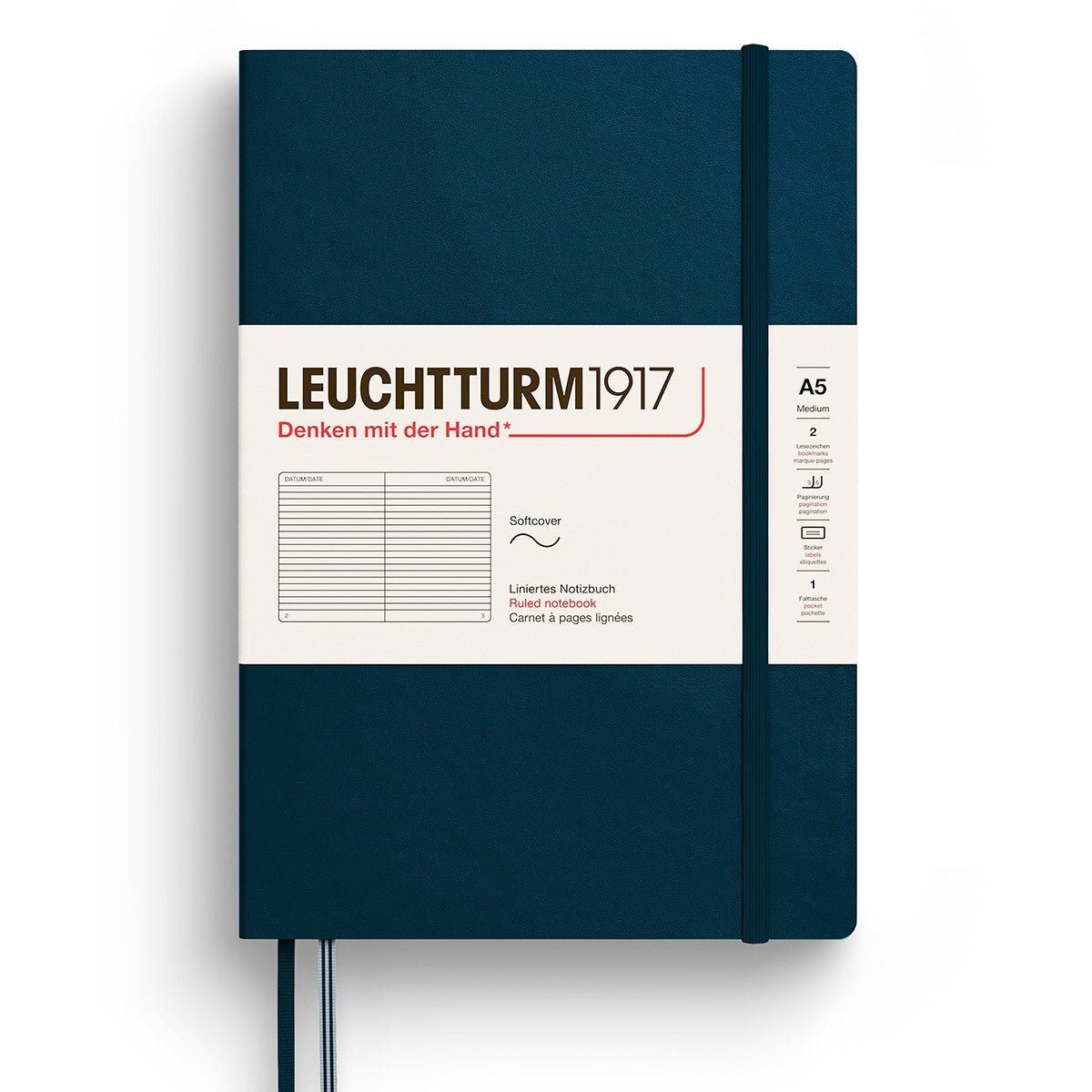 Leuchtturm1917 Medium A5 Notitieboek Soft Cover Deep Sea - Gelinieerd - 24Papershop