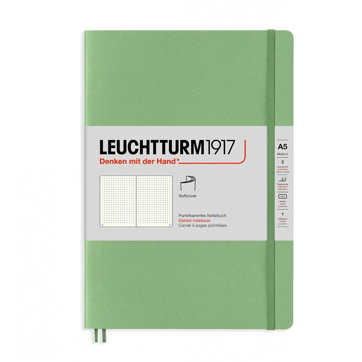 Leuchtturm1917 Medium A5 Notitieboek Soft Cover Muted Colours Sage - Dotted - 24Papershop