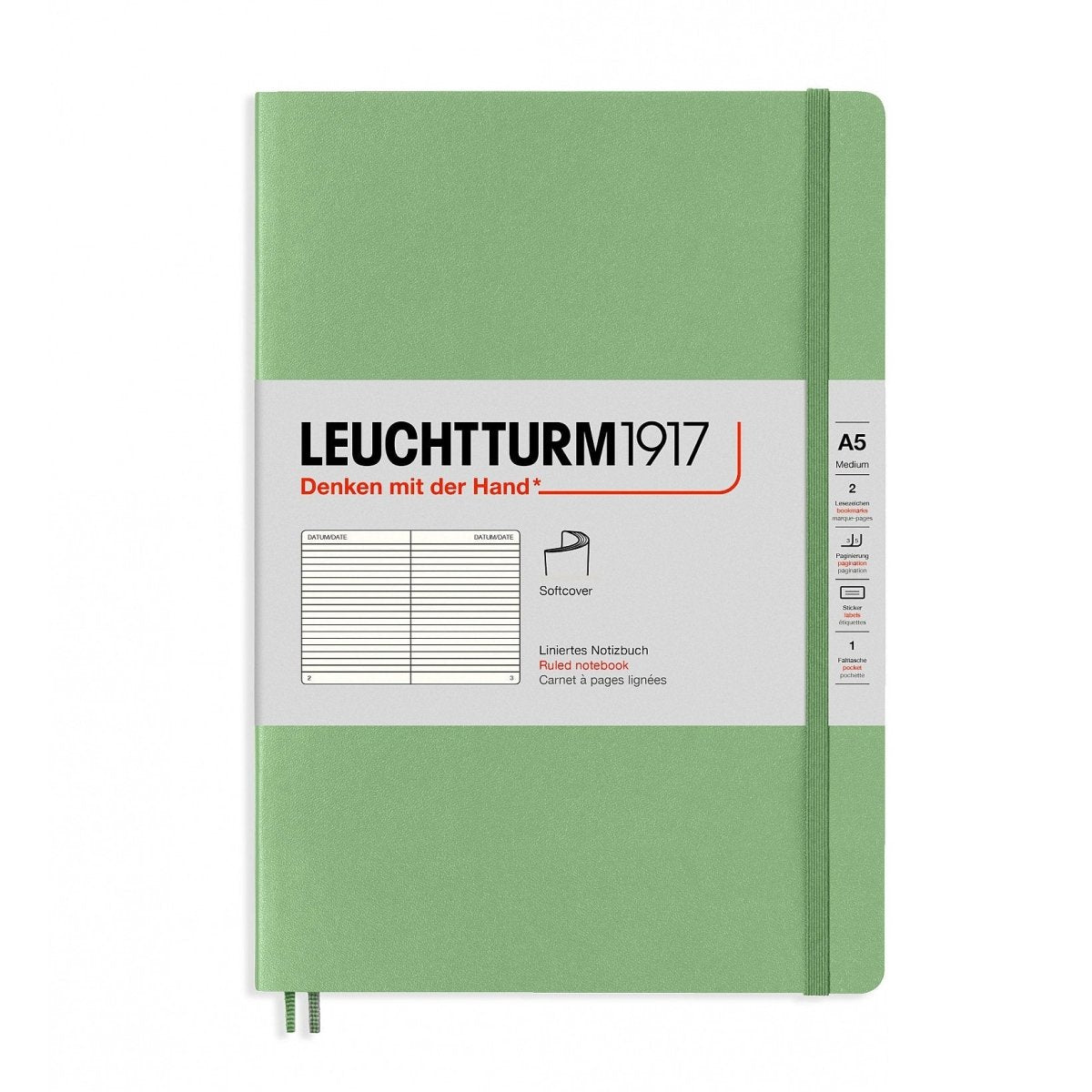 Leuchtturm1917 Medium A5 Notitieboek Soft Cover Muted Colours Sage - Gelinieerd - 24Papershop