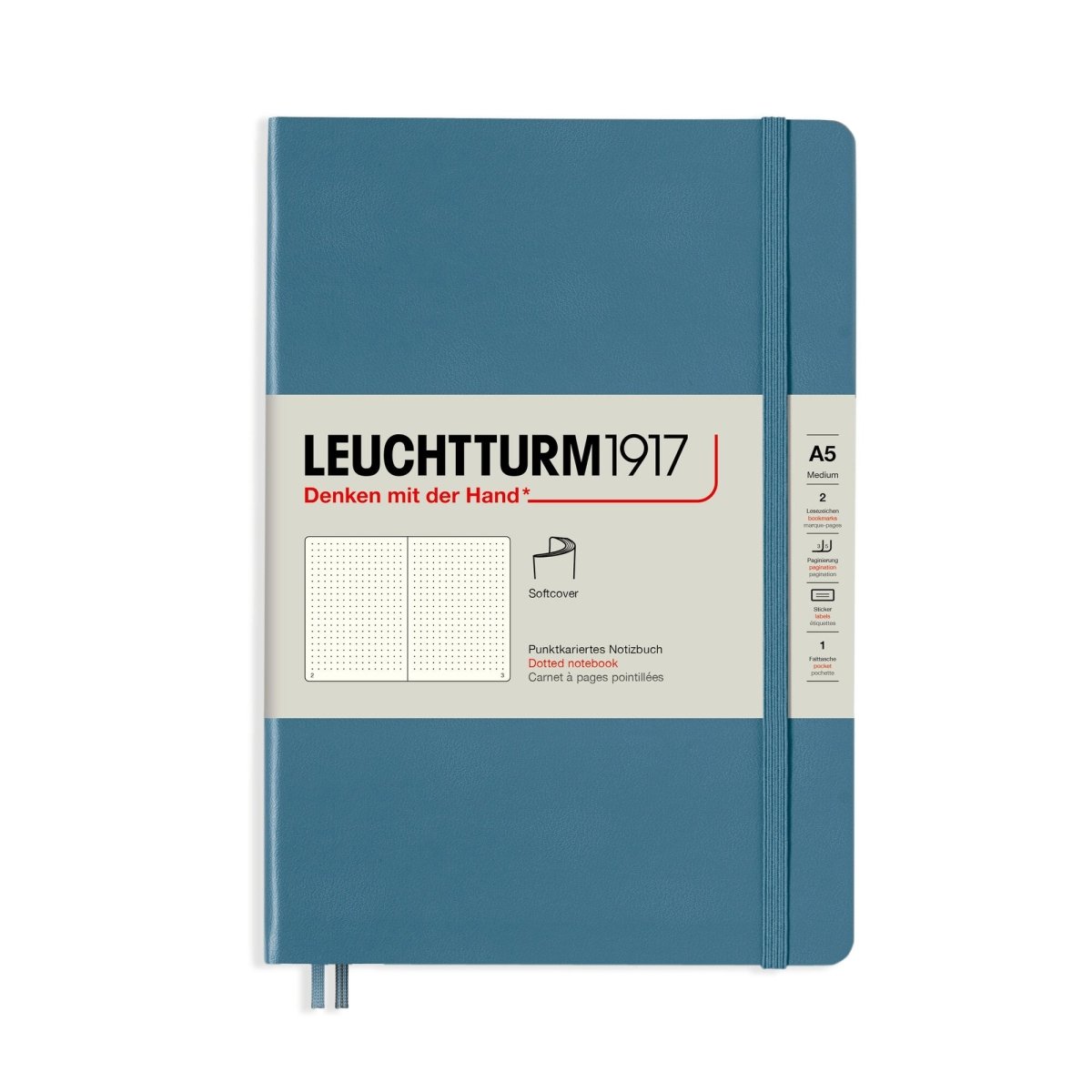 Leuchtturm1917 Medium A5 Notitieboek Soft Cover Rising Colours Stone Blue - Dotted - 24Papershop