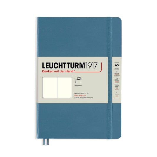 Leuchtturm1917 Medium A5 Notitieboek Soft Cover Rising Colours Stone Blue - Ongelinieerd - 24Papershop