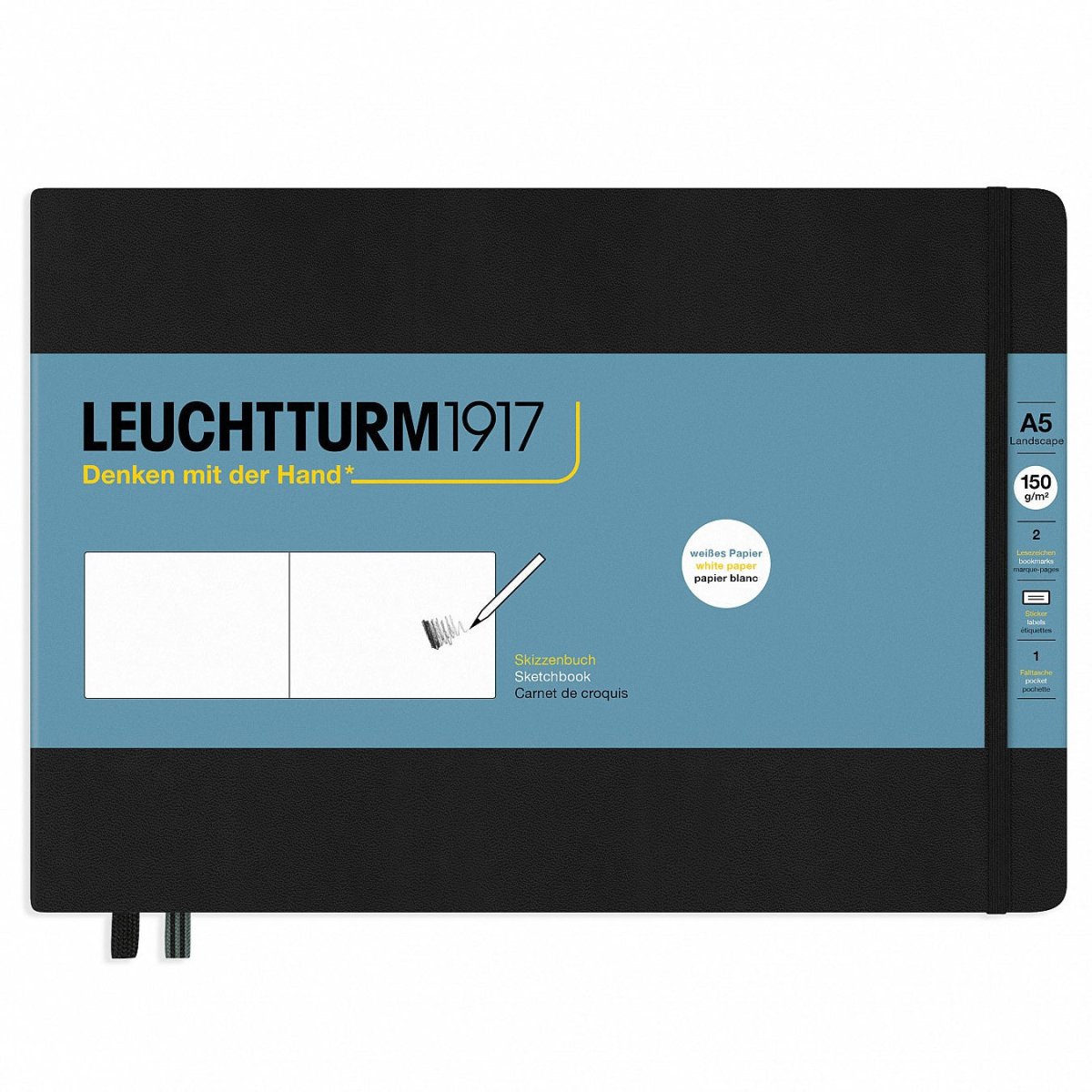 Leuchtturm1917 Sketchbook A5 Landscape - 150 grams Black - 24Papershop